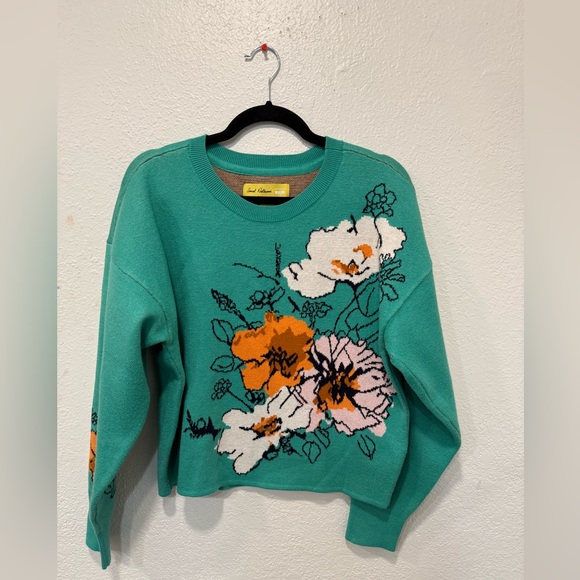 Anthropologie Maeve The Sonal Nathwani Camryn Cropped Crewneck Sweater Green - Picture 4 of 8